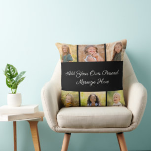 Cojín Decorativo Crea tu propio collage de 6 fotos, añade tu saludo
