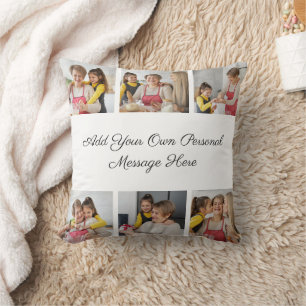 Cojín Decorativo Crea tu propio collage de 6 fotos, añade tu saludo