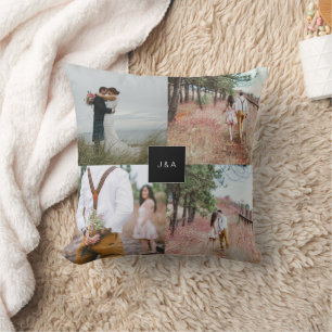 Cojín Decorativo Crea tu propio collage de fotos boda monogramado