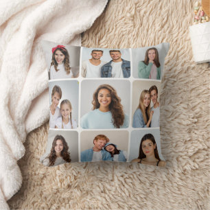 Cojín Decorativo Crea tu propio collage de fotos con 9 esquinas red