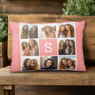 Cojín Decorativo Crea tu propio collage de Instagram con monograma 