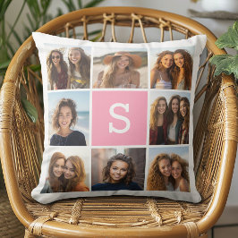 Cojín Decorativo Crea tu propio collage de Instagram con monograma