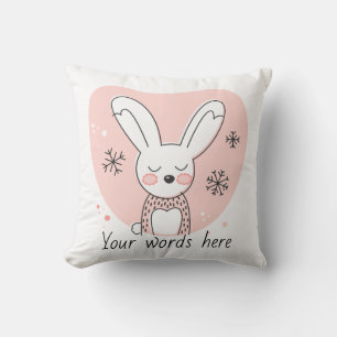 Cojín Decorativo Crea tu propio conejo retro de Navidad naranja