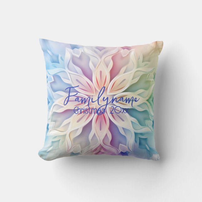 Cojín Decorativo Crea tu propio copo de nieve con Navidades arcoiri (Anverso)