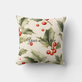 Cojín Decorativo Crea tu propio elegante crema roja holly