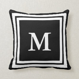 Cojín Decorativo Crea tu propio monograma negro y blanco