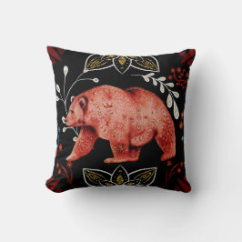 Cojín Decorativo Crea tu propio oso rojo nórdico y copos de nieve