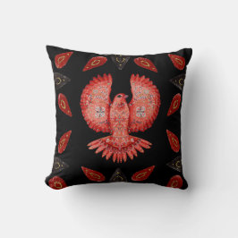 Cojín Decorativo Crea tu propio pájaro rojo nórdico y estrellas