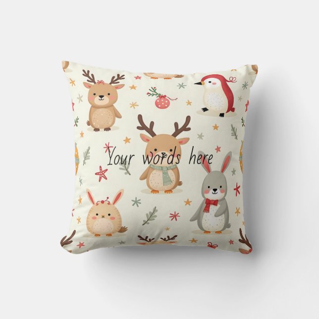 Cojín Decorativo Crea tus propios animales de amigos de invierno de (Anverso)