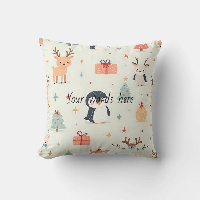 Cojín Decorativo Crea tus propios animales de Navidades verdes de K (Anverso)