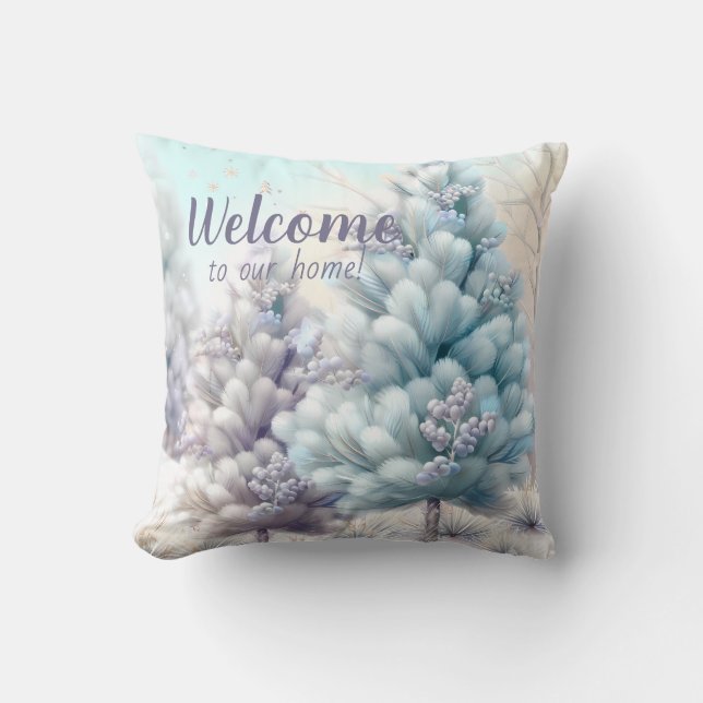 Cojín Decorativo Crea tus propios árboles navideños nevados y lleno (Anverso)