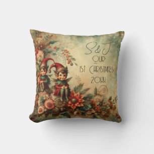 Cojín Decorativo Crea tus propios elfos de Navidades florales victo