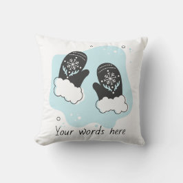 Cojín Decorativo Crea tus propios mitones retro azul Navidad