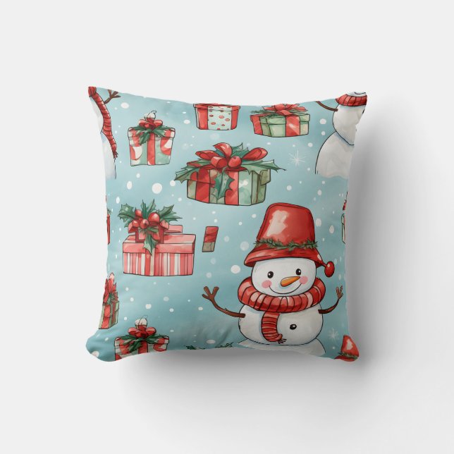 Cojín Decorativo Crea tus propios muñecos de nieve alegres (Anverso)