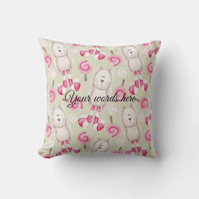 Cojín Decorativo Crea tus propios Navidades de Conejos de menta de  (Anverso)