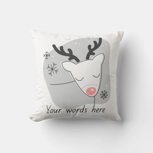 Cojín Decorativo Crea tus propios Navidades de plata de reno retro (Anverso)