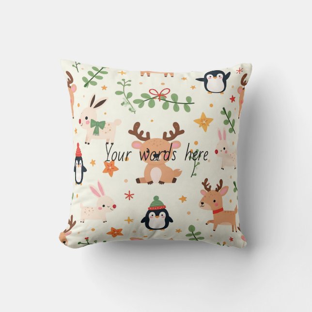 Cojín Decorativo Crea tus propios Navidades Kawaii Critters (Anverso)