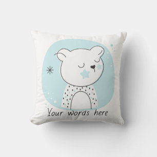 Cojín Decorativo Crea tus propios Navidades Retro Teddy Bear Blue