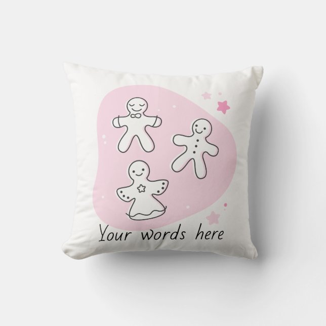 Cojín Decorativo Crea tus propios Navidades rosados retro Gingerbre (Anverso)