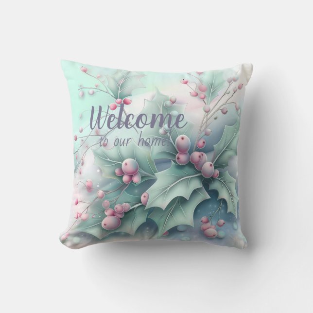 Cojín Decorativo Crea tus propios Navidades Snowy Holly (Anverso)