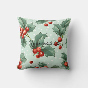 Cojín Decorativo Crea tus propios puntos de polka y verde holly roj