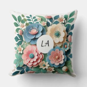 Cojín Decorativo Creación floral artística con flores de papel