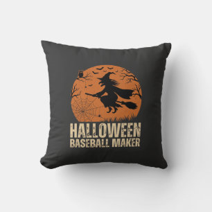 Cojín Decorativo Creador de béisbol de Halloween Gráfico de bruja v