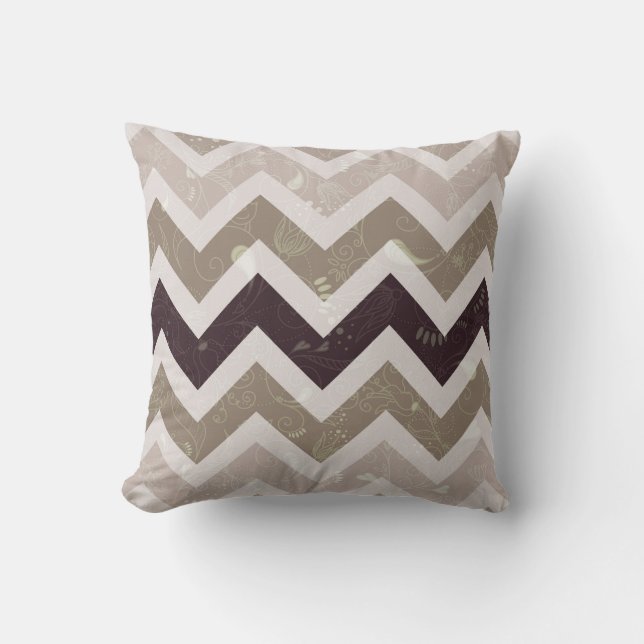 Cojín Decorativo Cream Brown Chevron Stripes (Anverso)