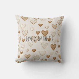 Cojín Decorativo Cream & Brown Hearts  