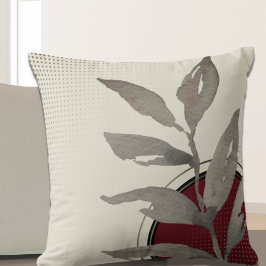 Cojín Decorativo Cream Burgundy Red & Black Simple Watercolor