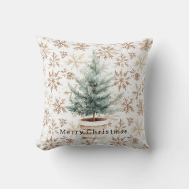 Cojín Decorativo Cream White Snowflakes Christmas Tree 