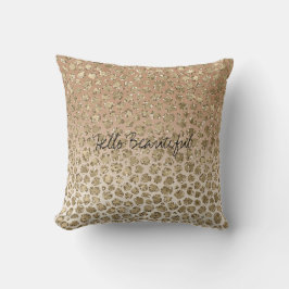 Cojín Decorativo Creamy Peach Gold Glitzy Leopard Print     