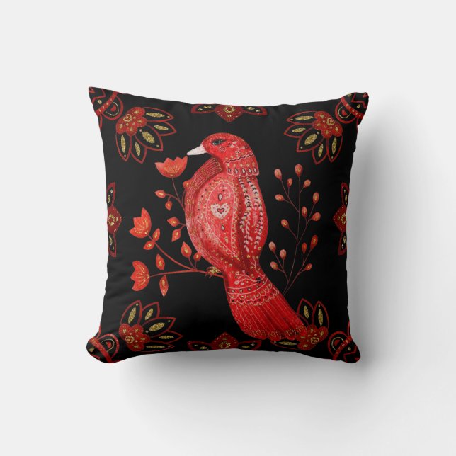 Cojín Decorativo Crear su propio cardenal rojo nórdico (Anverso)