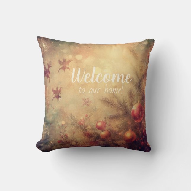 Cojín Decorativo Crear sus propios baubles Navidades cálidos (Anverso)