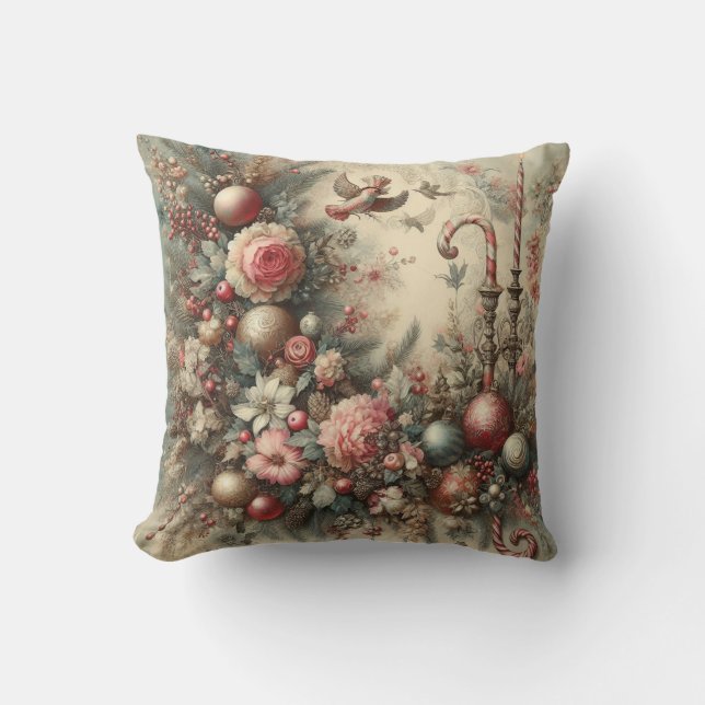 Cojín Decorativo Crear sus propios Navidades florales de época (Anverso)