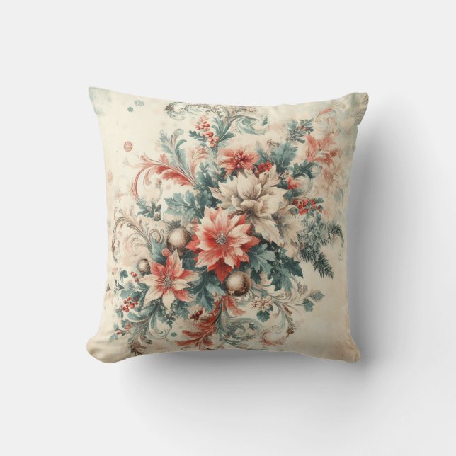 Cojín Decorativo Crear sus propios Navidades románticos Poinsettias (Anverso)