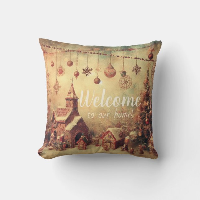 Cojín Decorativo Crear tu propia aldea de Navidades (Anverso)