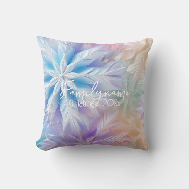 Cojín Decorativo Crear tus propios Navidades arcoiris copos de niev (Anverso)