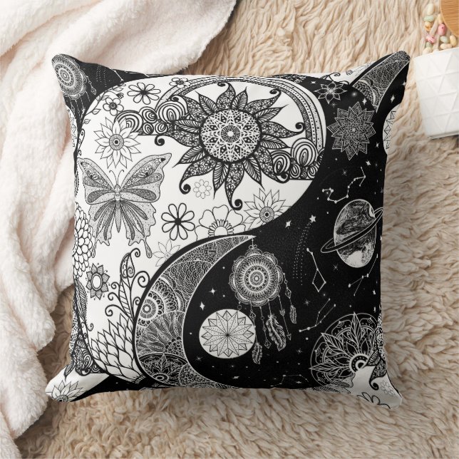 Cojín Decorativo Creativo Yin Yang Night Day Mandala (Manta)