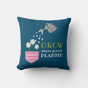 Cojín Decorativo Crecer donde te plantan inspirador de bolsillo