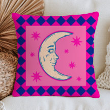 Creciente Luna Bohemio Rosa Caliente & Azul Celest