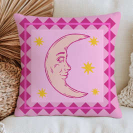 Cojín Decorativo Creciente Luna Retro Celestial Lavanda