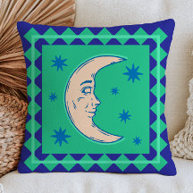 Creciente lunar bohemio verde y azul celestial