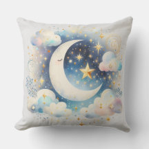 Creciente Lunar Celeste Azul y Blanco Boho Moderno