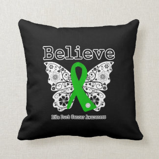 Cojín Decorativo Cree - Cáncer de Vías Biliares Mariposa