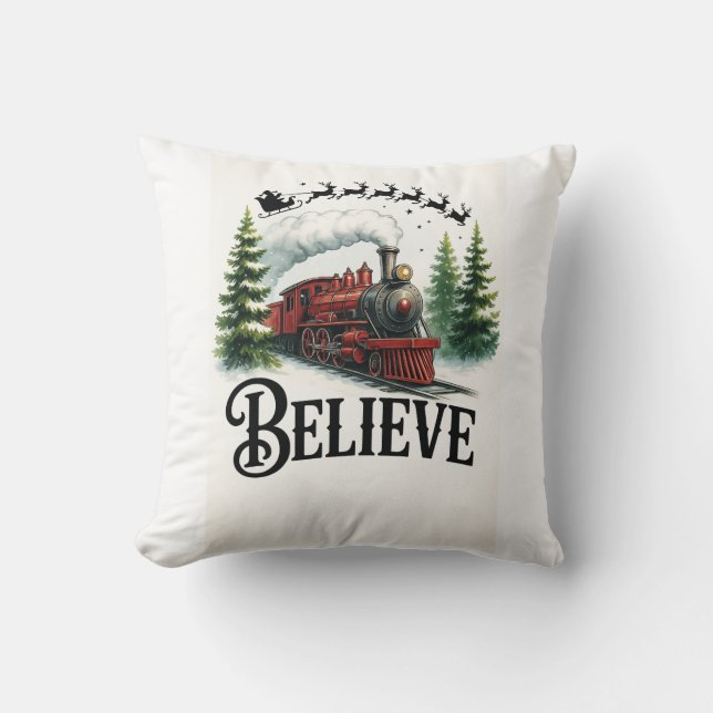 Cojín Decorativo Cree en el tren mágico (Anverso)