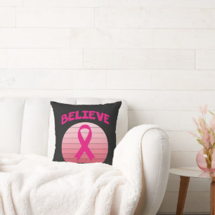 Cojín Decorativo Cree en la cinta rosa retro