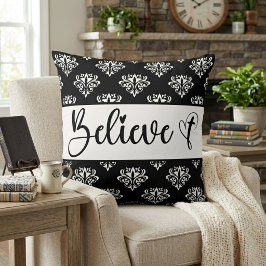 Cojín Decorativo Cree Escritura Moderna Damero Negro Blanco Cristia