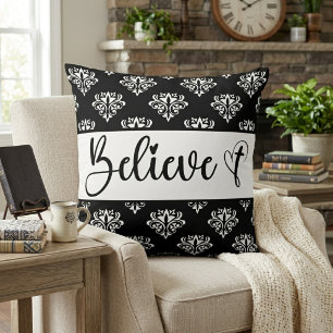 Cojín Decorativo Cree Escritura Moderna Damero Negro Blanco Cristia