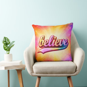 Cojín Decorativo Cree Tipografía Colorida Inspiradora